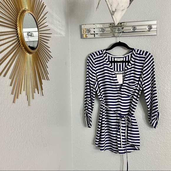 Motherhood Maternity Navy Blue Striped Blouse - Picture 7 of 11